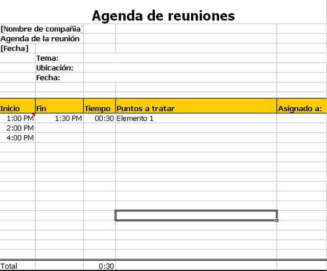 Agenda De Reuniones En Excel