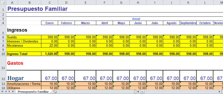 Plantilla de Presupuesto Familiar en Excel: Toma el Control de tu Futuro